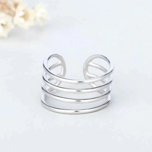 Minimalist 925 Sterling Silver Multi Layer Ring Minimalist Stackable Ring - Picture 1 of 6